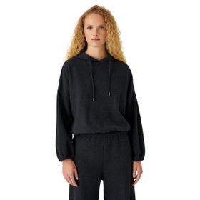 Koton 931 Kadın Antrasit Kapüşonlu Lastik Detaylı Sweatshirt