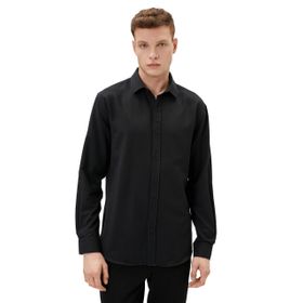 Koton 999 Erkek Basic Klasik Yaka Uzun Kollu Siyah Gömlek