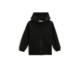 Koton 999 Erkek Çocuk Sweatshirt Fermuarlı Kapüşonlu Siyah