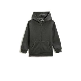 Koton 999 Erkek Çocuk Sweatshirt Fermuarlı Kapüşonlu Siyah