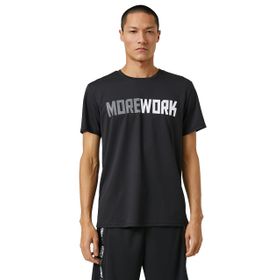 Koton 999 Erkek Siyah Basic Spor Slogan Baskılı Bisiklet Yaka T-shirt