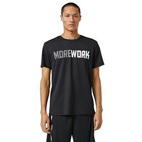 Koton 999 Erkek Siyah Basic Spor Slogan Baskılı Bisiklet Yaka T-shirt