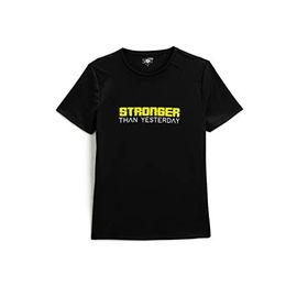 Koton 999 Erkek Siyah Spor Slogan Baskılı Bisiklet Yaka Kısa Kollu T-shirt