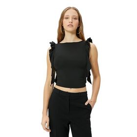 Koton 999 Kadın Siyah Bisiklet Yaka Kolsuz Atlet T-shirt