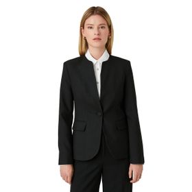 Koton 999 Kadın Siyah Blazer Yuvarlak Yaka Tek Düğmeli Ceket