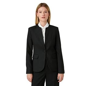 Koton 999 Kadın Siyah Blazer Yuvarlak Yaka Tek Düğmeli Ceket