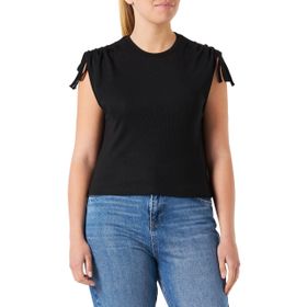 Koton 999 Kadın Siyah Crop Kolsuz Omzu Büzgü Detaylı T-shirt