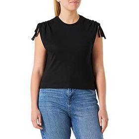 Koton 999 Kadın Siyah Crop Kolsuz Omzu Büzgü Detaylı T-shirt