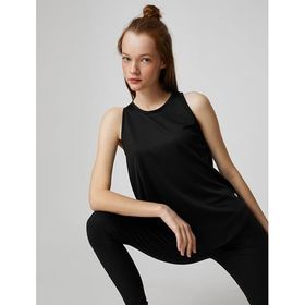 Koton 999 Kadın Siyah Halter Yaka Basic Spor Atlet Relax Fit T-shirt