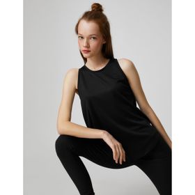 Koton 999 Kadın Siyah Halter Yaka Basic Spor Atlet Relax Fit T-shirt