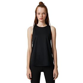 Koton 999 Kadın Siyah Halter Yaka Basic Spor Atlet Relax Fit T-shirt