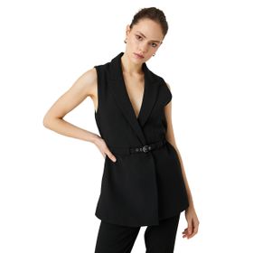 Koton 999 Kadın Siyah Kemerli Blazer Yelek
