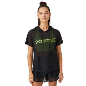 Koton 999 Kadın Siyah Oversize File Kapüşonlu Spor Kanguru Cepli T-shirt