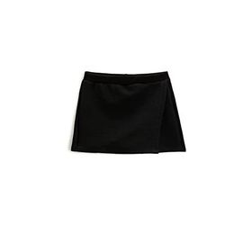 Koton 999 Kız Çocuk Siyah Basic Mini Şort Kruvaze Beli Lastikli Dokulu Etek