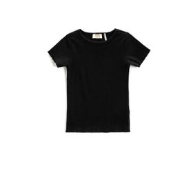 Koton 999 Kız Çocuk Siyah Basic Slim Fit Kısa Kollu Bisiklet Yaka Ribanalı T-shirt