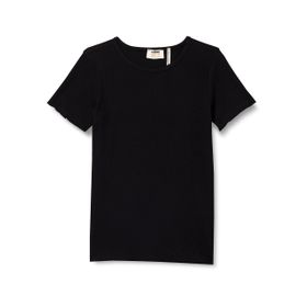 Koton 999 Kız Çocuk Siyah Basic Slim Fit Kısa Kollu Bisiklet Yaka Ribanalı T-shirt