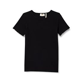 Koton 999 Kız Çocuk Siyah Basic Slim Fit Kısa Kollu Bisiklet Yaka Ribanalı T-shirt