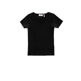 Koton 999 Kız Çocuk Siyah Basic Slim Fit Kısa Kollu Bisiklet Yaka Ribanalı T-shirt