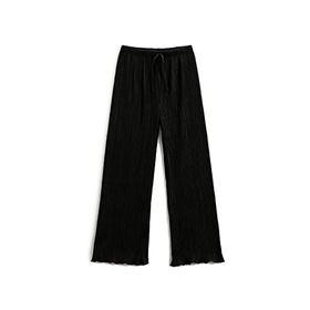 Koton 999 Kız Çocuk Siyah Beli Bağlamalı Pliseli Geniş Paça Pantolon