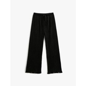 Koton 999 Kız Çocuk Siyah Beli Bağlamalı Pliseli Geniş Paça Pantolon