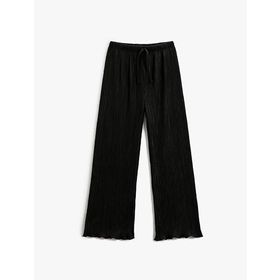 Koton 999 Kız Çocuk Siyah Beli Bağlamalı Pliseli Geniş Paça Pantolon