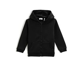 Koton 999 Kız Çocuk Siyah Fermuarlı Kapüşonlu Cepli Sweatshirt
