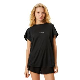 Koton 999 Slogan Baskılı Kısa Kollu Bisiklet Yaka Siyah XS Kadın T-Shirt
