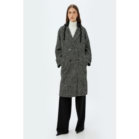 Koton 9KAK06139EW Siyah Desenli Kadın Kaban