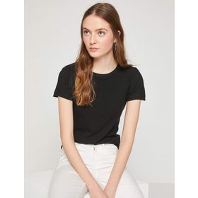 Koton 9KAK12775OK Siyah Kadın T-Shirt
