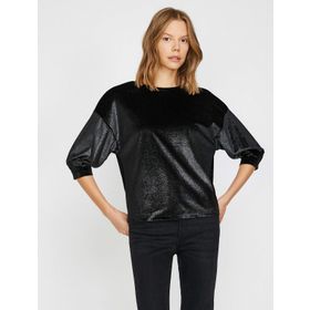 Koton 9KAK12775OK Siyah Kadın T-Shirt