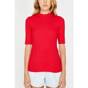 Koton 9KAK12882OK Kırmızı Bisiklet Yaka Kadın T-Shirt