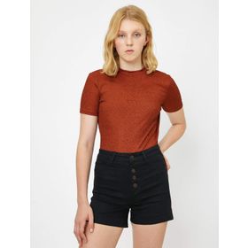 Koton 9KAK12882OK Kırmızı Bisiklet Yaka Kadın T-Shirt