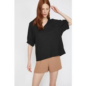 Koton 9KAK12933UK Siyah Kadın T-Shirt