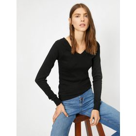 Koton 9KAK12933UK Siyah Kadın T-Shirt