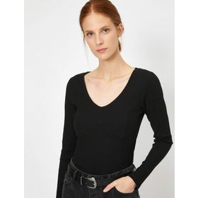 Koton 9KAK12933UK Siyah Kadın T-Shirt