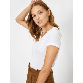Koton 9KAK13769GK Beyaz Kadın T-Shirt