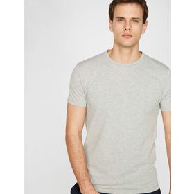 Koton 9KAM12160OK Gri Bisiklet Yaka Erkek T-shirt