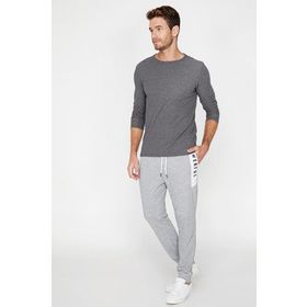 Koton 9KAM12160OK Gri Bisiklet Yaka Erkek T-shirt