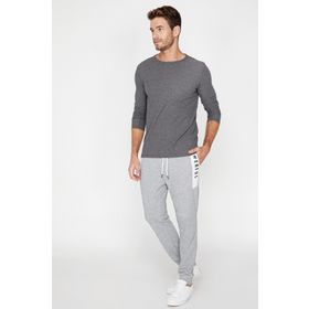 Koton 9KAM12160OK Gri Bisiklet Yaka Erkek T-shirt