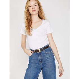 Koton 9KAM12328LK Beyaz V Yaka Erkek T-shirt