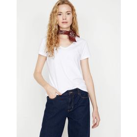 Koton 9KAM12328LK Beyaz V Yaka Erkek T-shirt