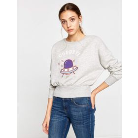 Koton 9KAM71097DK Gri Baskılı Erkek Sweatshirt