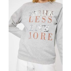 Koton 9KAM71097DK Gri Baskılı Erkek Sweatshirt