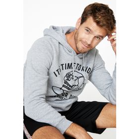 Koton 9KAM71097DK Gri Baskılı Erkek Sweatshirt