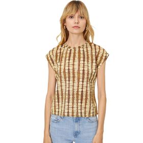 Koton 9YAK32525UK Kahverengi Desenli Kadın T-Shirt
