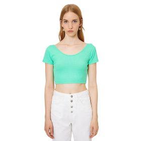 Koton 9YAL18498OK000 Oyuk Yaka Kadın T-Shirt