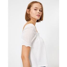 Koton 9YAL18734OK999 Yaka Detayli Kadın T-Shirt