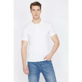 Koton 9YAM11490LK Beyaz Polo Yaka Kısa Kollu Erkek T-shirt