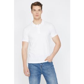 Koton 9YAM11490LK Beyaz Polo Yaka Kısa Kollu Erkek T-shirt