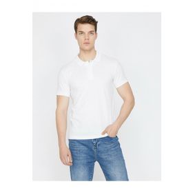 Koton 9YAM11490LK Beyaz Polo Yaka Kısa Kollu Erkek T-shirt